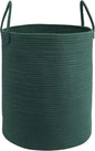 Woven Cotton Rope Laundry basket-15”X20” Laundry Hamper-Rope Storage Basket for Dirty Clothes, Toys and Blankets Perfect for Bathroom, Baby nursery and Living Room Storage (dark green)