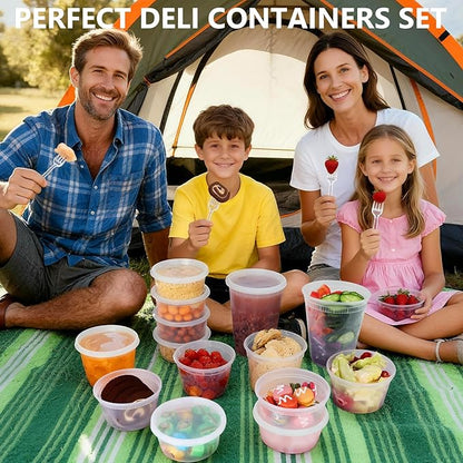 NESCCI 72 Sets (144-Piece) Deli Containers with Lids, 32oz X 72 Set Each, Leak-Proof & BPA Free Airtight Takeout Plastic Food Storage Containers for Soup, Meal Prep,Microwave/Freezer Safe