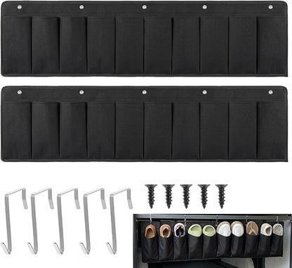 2 Pcs RV Shoe Pockets 10 Pockets, Heavy Hanging Bedside Storage Organizer with Hooks Storage Pocket Hangs on bed for Shoes Toys and Tool Accessories