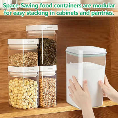 TBMAXS Airtight Flour Rice Storage Container with Pop-up Lid - 4.2 Qt Crystal-Clear Plastic Spaghetti Container, Tall and Slim Food Storage Bin Fit for Kitchen Pantry Organization
