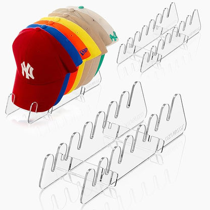 Ozueccr Baseball Hat Stand for Tabletop - 3 Pack, Adjustable Width, Holds Up to 14 Hats, 9mm Wide Brim Groove, Rounded Edges with Footpads, Cap Organizer for Closet, Dresser, Bedroom