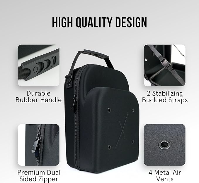 Hat Travel Case for Baseball Caps – Hard Shell Travel Hat Case with Carrying Handle & Adjustable Shoulder Strap – Baseball Hat Holder – 6 Hat Capacity – Travel Accessories for Men – Black Hat Caddie