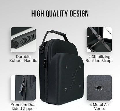Hat Travel Case for Baseball Caps – Hard Shell Travel Hat Case with Carrying Handle & Adjustable Shoulder Strap – Baseball Hat Holder – 6 Hat Capacity – Travel Accessories for Men – Black Hat Caddie