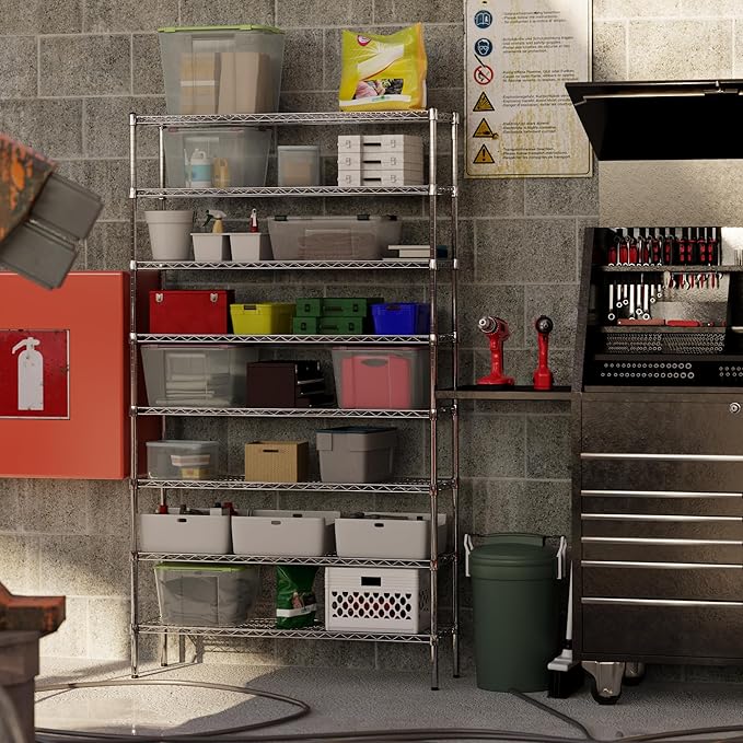 14" Deep x 48" Wide x 86" Height Wire Shelving Kit | 8-Tier | NSF Commercial Storage Rack Unit