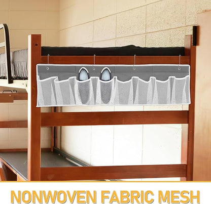 Rv Bedside Shoe Organizer Bag with 8 Mesh Compartments, Non-woven Fabric Hanging Storage Rack for Shoes and Small Items, Space-saving Caravan and Travel Closet Caddy, Gray