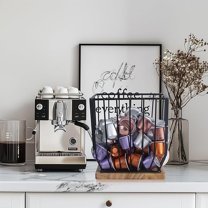 BYTEAIDREX Extra-Large Coffee Pod Holder,K Cup Holders for Counter Small Space,K Cup Storage,Coffee Pod Basket,Coffee Station Organizer, Bar Accessories.