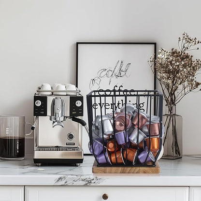 BYTEAIDREX Extra-Large Coffee Pod Holder,K Cup Holders for Counter Small Space,K Cup Storage,Coffee Pod Basket,Coffee Station Organizer, Bar Accessories.