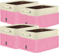 BALEINE 4 Pack Fabric Closet Storage Bins for Shelves, Linen Closet Organizers and Storage, Decorative Baskets for Organizing, Shelf, Clothes, Home, Office (Pink, 15''x11''x9.5'')