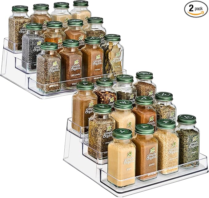 Sorbus Pantry Spice Organizer Set, 3-Tier Seasoning Organizer for Cabinet (2 Pack) Spice Rack, Spice Organization for Cabinet, Condiment Organizer Pantry & Refrigerator