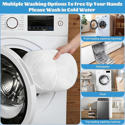 Eiito Hat Washer Cage Hats Cleaner, 4Pcs (2 Cages + 2 Bags) Hat Washer for baseball caps for Washing Machine or Dishwasher, Ball Cap Washers Frame for Flat & Curved Hats, White