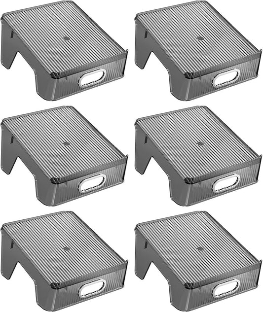 HYGRAD - Double Layer Shoe Rack Slots Organizer 25 X 23 X 12.7cm Stacker Space - Saving Transparent Plastic Shoe Holder - Stand Shoe Rack Wardrobe Storage For Cabinet (Gray, 6pcs)