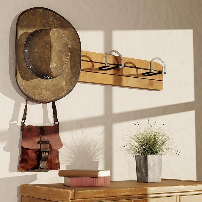 4 Pack Cowboy Hat Hooks, Wall Mount Hat Rack Holder for Western Decor Display.