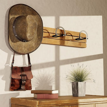 4 Pack Cowboy Hat Hooks, Wall Mount Hat Rack Holder for Western Decor Display.