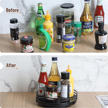 BAMBOO LAND- Lazy Susan Turntable Organizer, 9", Black, Lazy Susan for Table Top