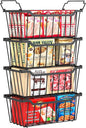 SUNALLY Freezer Organizer Bins, 4 Pack Stackable Chest Freezer Organizer for 5-7 Cu.FT Deep Freezer Sort Frozen Meats and Food, Freezer Storage Baskets with Handles Easy Reach from Bottom, Black