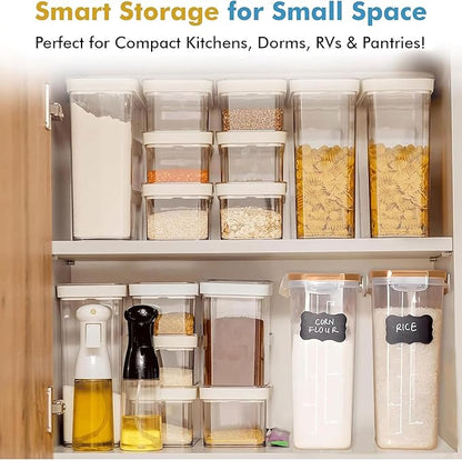 Shazo 2 Pack (15.4 Oz Cereal Capacity) Small Airtight Cereal Containers Storage with Lids, Perfect Space Saving BPA-Free Plastic Container, Pantry Organization and Canister for Rice, Sugar & Flour
