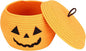 Sea Team Round Cotton Rope Storage Basket with Lid, Halloween Pumpkin Woven Storage Bin, Pot, Caddy, Organizer, Container for Snacks, Towels, Plants, 10 x 7.5 Inches (Small, Orange)