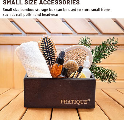 PRATIQUE Bamboo Drawer Organizer - Kitchen Utensil Organizer Silverware Tray Cutlery Holder，Office Desk Supplies and Accessories,12 * 3 * 2.6inch,Nut-brown