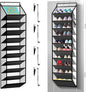 Kotkn 10 Tier Hanging Shoe Rack - Heavy Duty Behind The Door Hanging Shoe Rack, Sturdy Oxford Cloth, 20+ Pairs Over The Door Shoe Cabinet for Boots and Sneakers - Save 50% Closet Space! (Piano White)