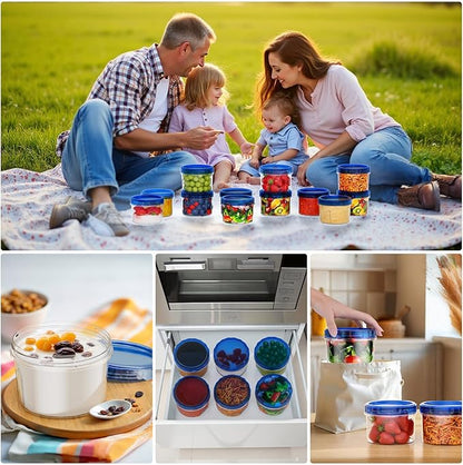 6 Pack-16 OZ Freezer Storage Containers, Small Plastic Containers with Twist Top Lids, Round Food Storage Containers, Reusable Soup Container Microwave/Dishwasher Safe