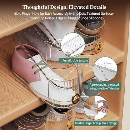 Clear 20 Pack Shoe Slot Organizer, Shoe Stacker Organizer Holders for A Pair of Shoes, Adjustable Thickening Double Layer 50% Shoe Space Saver Rack Storage for Closet (clear, 20 pack)