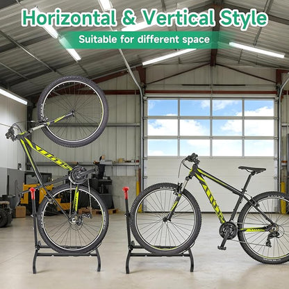 Vertical Bike Stand,Freestanding Space-Saving Bike Rack with Adjustable Height,The Original Vertical Bicycle Floor Stand for Garage Storage, Indoor and Outdoor-Safe & Secure Bike Storage Rack