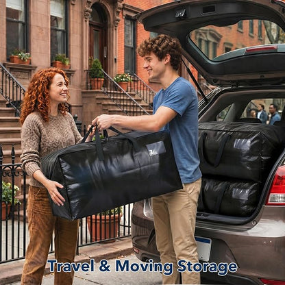 Moving Bags Heavy Duty,Extra Large Moving Bags for Travel/College Packing/Storage/Organization/Seasonal Clothes & Bedding Storage,Moving Supplies Bins,Compatible with Ikea Frakta Cart (Black,12Pcs)