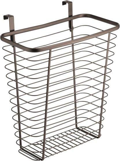 iDesign Steel Over-The-Cabinet Waste Basket or Storage Bin, The Axis Collection, 7.1" x 12.2" x 14.2", Bronze