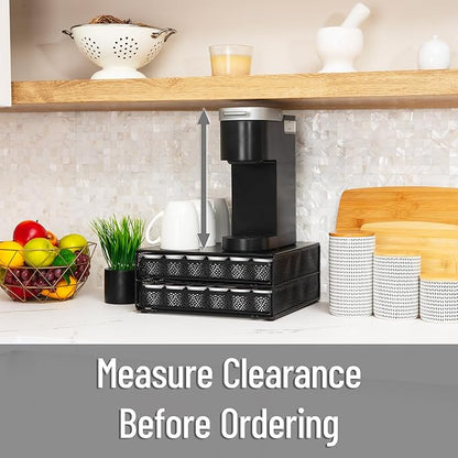 Mind Reader 2 Drawer Coffee Pod Organizer with Removable Dividers, 72 Pod Capacity, Metal Mesh Coffee Station Base with Guided Drawer Track, Black