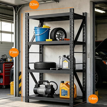 Heavy Duty Garage Shelving,73" H 3000LBS Load Capacity Metal Garage Storage Shelves Adjustable Industrial Shelving Unit for Garage,Warsehouse,Workshop