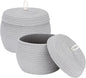 Sea Team Round Cotton Rope Storage Basket with Lid, Decorative Woven Storage Bin, Pot, Caddy, Organizer, Container for Snacks, Towels, Plants (Grey, Small/2-Pack)