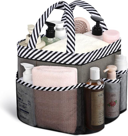 Attmu Mesh Shower Caddy Portable for College Dorm Room Camping Essentials, Shower Caddy Dorm with 9-Pockets, Large Capacity Hanging Basket Bathroom Bag for Toiletry, Swimming, Gym, Camp, Beach