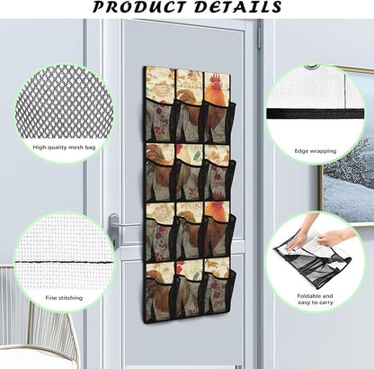 Rooster Shoe Organizer Door Hanger,Shoes Hanger Storage Organizer Bag Storage for Small Spaces,Hanging Shoe Storage