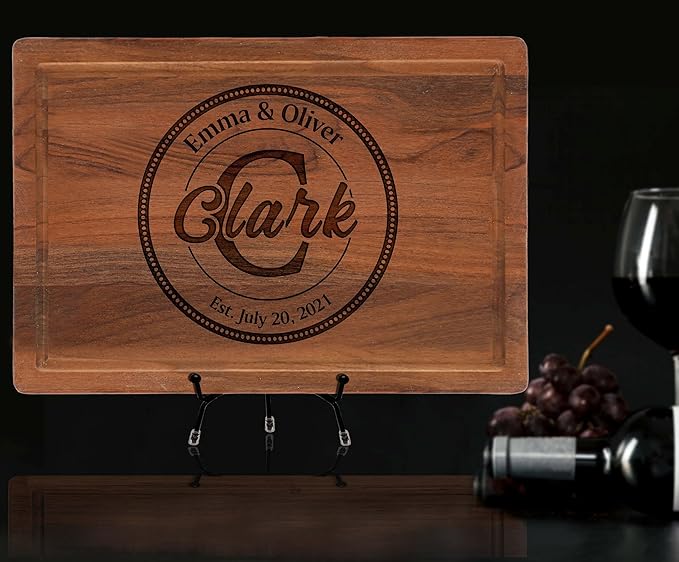 Personalized Wooden Cutting Board, Best Anniversary for Couple, Personalized Name Gift for House warming, Wedding, Newly Married, Engagement, Christmas, Custom Engraved Charcuterie Board Gifts