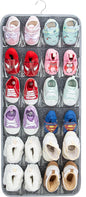 PACMAXI Over The Door Shoes Organizer for 12 Pairs of Baby Shoes Boys Girl, Hanging Baby Sole Shoe Organizer with Hanger(Felt Material-Grey)