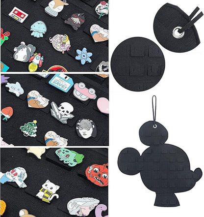 Hanging Brooch Organizer - Enamel Pin Display, Cute Cartoon Shape Storage Holder for Brooch Pins (Black + Pink)