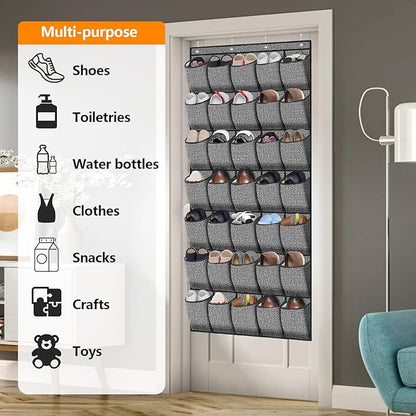 homyfort 35 Pockets Over the Door Shoe Organizer, Hanging Door Shoe Rack for Closet, Large Shoe Storage Holder Zapateras Organizer for Shoes (Black)