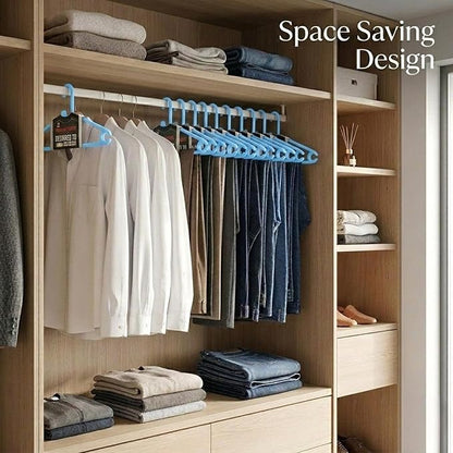 Polypropylene Clothes Hangers Pack of 12 | Heavy Duty, Space Saving Hangers for Wardrobe & Almirah Organization | Durable Hangers for Dresses, Shirts & Closet Storage, Mint Granite Blue