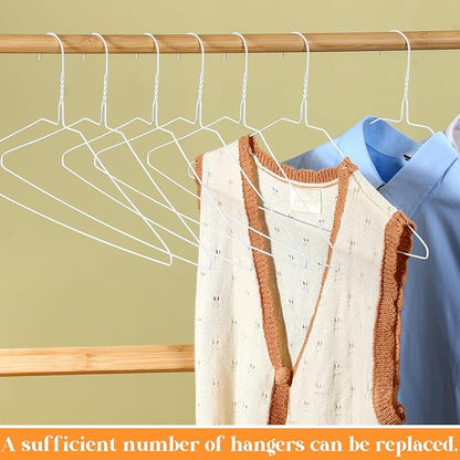 Yuntau 120 Pcs Wire Hangers Bulk 17.7" Dry Cleaner Hangers, Suit Holders for Home Caped Clothing (White)
