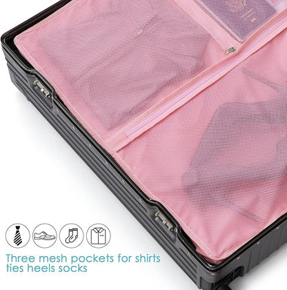 Garment Bags for Travel,60" Heavy Duty Suit Dress Garment Bag with 2 Clear Windows 3 Zipper Pockets,Dress Bags with Shoe Storage for Long Coat, Jacket, Sweater, Shirts, Suits - Pink