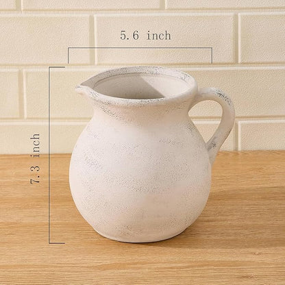 MIYUKI Rustic Kitchen Utensil Holder - 7.6 Inch Ceramic Utensil Crock for Countertop, Vintage Kitchen Counter Decor