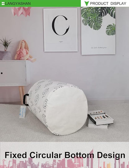 Laundry Basket Canvas Fabric Collapsible Organizer Basket for Storage Bin Toy Bins Gift Baskets Bedroom Clothes Children Nursery Hamper (Lion)