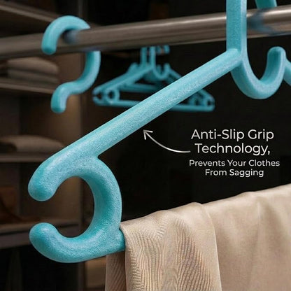 Polypropylene Cloth Hanger Pack of 12 - Heavy Duty Plastic Hanger for Wardrobe, Space Saving Clothes Hanger for Closet, Anti-Slip Hanger Cloth Plastic, Mint Granite Green (12 Count)