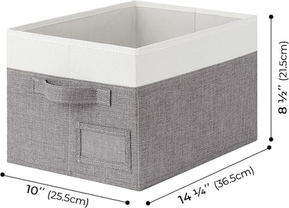 GRANNY SAYS Fabric Storage Bins, Closet Storage Bins for Clothes, Shelf Storage Baskets with Handles, Collapsible Storage Boxes, Decorative Storage Containers, Gray&White, Medium, 3-Pack