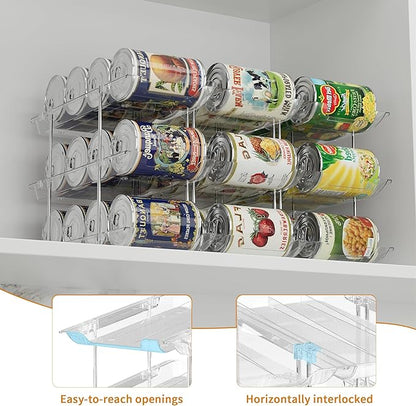 LXLXXL Can Organizer For Pantry 6 Tier*3 Canned Food Goods Organizer For Cabinet Clear Automatic Rolling Can Storage Organizer Pantry Holders Rack