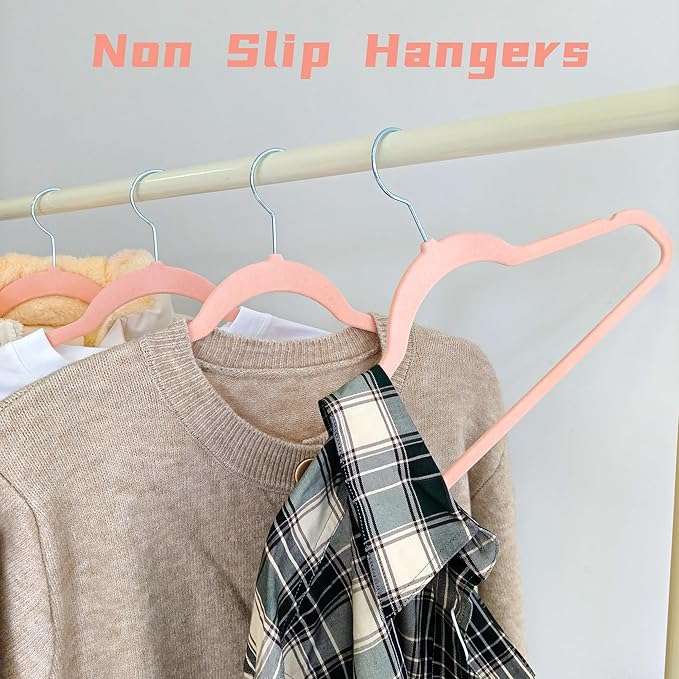Pink Velvet Hangers 30 Pack, Anti-Slip Slim Space Saving Hangers with 360° Swivel Hook, 17.5 Inch Velvet Clothes Hangers for Coats,Sweater,Jackets,Dresses, Shirts, Suits & T-Shirts (Pink, 30)