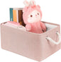 Storage Bins with Sturdy Cotton Handles(1 Pack), Fabric Storage Baskets for Organizing use for Office & Home, Book, Clothes, Toys, Closet Boxes (Small, Pink, 12.2x8.3x6.3 inches)
