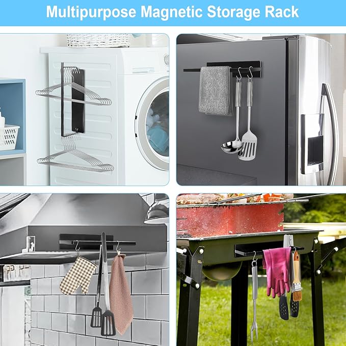 Hanger Organizer Magnetic Hanger Holder for Washing Machine Laundry Room Organization, Black Hanger Stacker Hanger Stand Rack Coat Hanger Organizer Stacker for Adult Kids Velvet Pants Hangers Storage