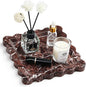 Natural Marble Vanity Tray - Moujings Genuine Marble Perfume Tray for Bathroom Decor, Stone Bathroom Vanity Organizer Tray for Kitchen Counter, Candles, Jewelry, Coffee, Makeup, Key