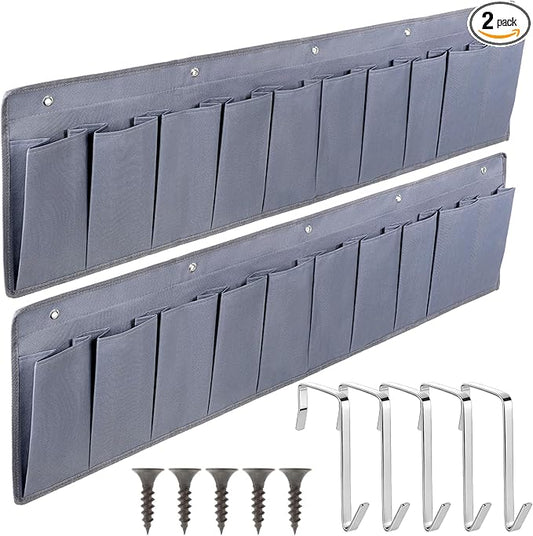 SHENLIU 2 Pcs RV Shoe Pockets 10 Pockets Heavy Hanging Bedside Pocket Shoe Storage Organizer with Sturdy Hooks Storage Pocket Hangs on Bed for Shoes Bottle Toiletry and Tool Accessories